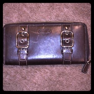 Brown leather coach wallet